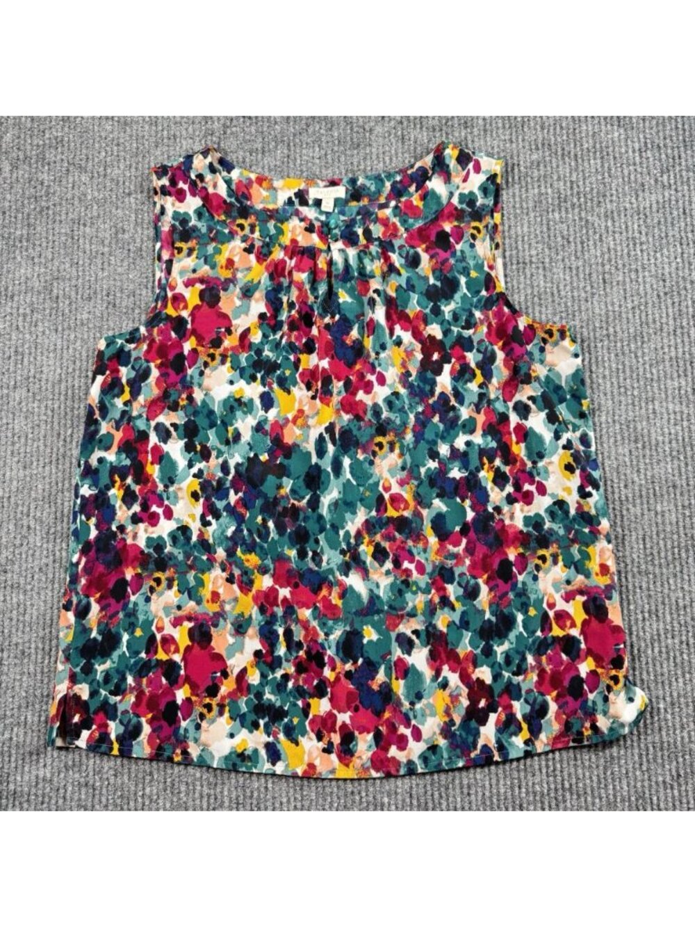 Talbots Sleeveless Top Womens Medium Multicolor Abstract Watercolor Keyhole